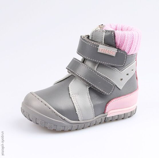 152176-34 Ботинки для девочки сер-роз