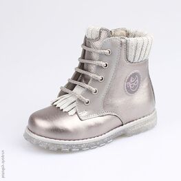352157-34 Ботинки для девочки сер-срб