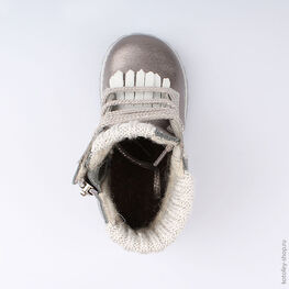 352157-34 Ботинки для девочки сер-срб фото №4