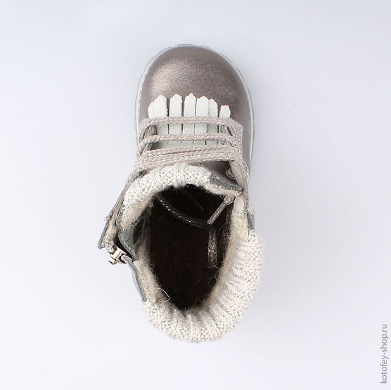 352157-34 Ботинки для девочки сер-срб фото №4