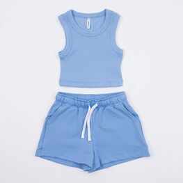07864076-40 Костюм шорты + топ для девочки голубой для девочки голубой