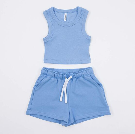 07864076-40 Костюм шорты + топ для девочки голубой для девочки голубой