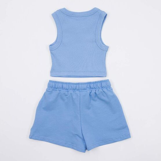 07864076-40 Костюм шорты + топ для девочки голубой для девочки голубой фото №2