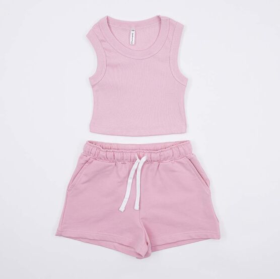 07864076-41 Костюм шорты + топ для девочки розовый для девочки розовый