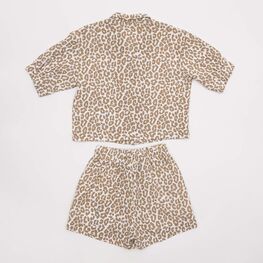 07864077-43 Костюм муслиновый рубашка + шорты для девочки Леопард для девочки бежевый фото №2