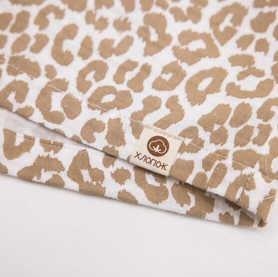 07864077-43 Костюм муслиновый рубашка + шорты для девочки Леопард для девочки бежевый фото №3
