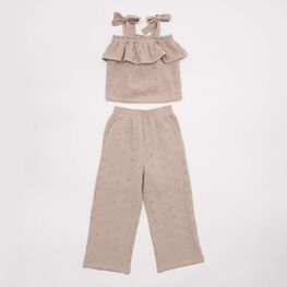 07864087-40 Комплект одежды для девочки (блузка+брюки) бежевый для девочки бежевый