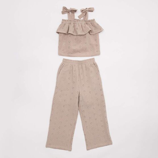 07864087-40 Комплект одежды для девочки (блузка+брюки) бежевый для девочки бежевый