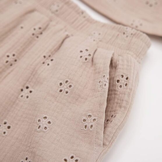 07864087-40 Комплект одежды для девочки (блузка+брюки) бежевый для девочки бежевый фото №3