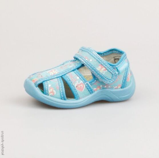 221011-73 Босоножки текстильные для девочки голубой