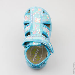 221011-73 Босоножки текстильные для девочки голубой фото №4