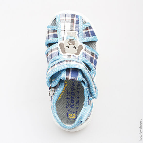 221028-11 Сандалии текстильные для мальчики светло-синий фото №4