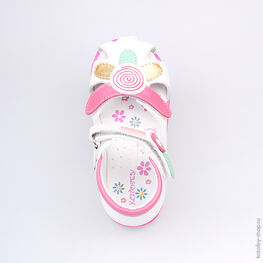 222070-21 Босоножки для девочки бел-цве фото №4