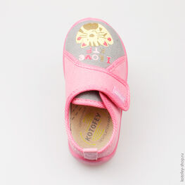 231065-71 Босоножки текстильные для девочки роз-сер фото №4