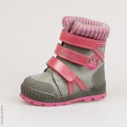 252097-41 Сапожки для девочки сер-роз