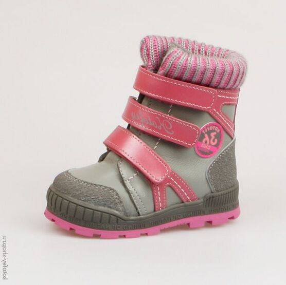 252097-41 Сапожки для девочки сер-роз