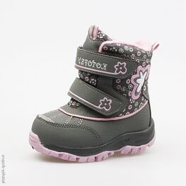 254934-41 Мембранные ботинки для девочки сер-роз