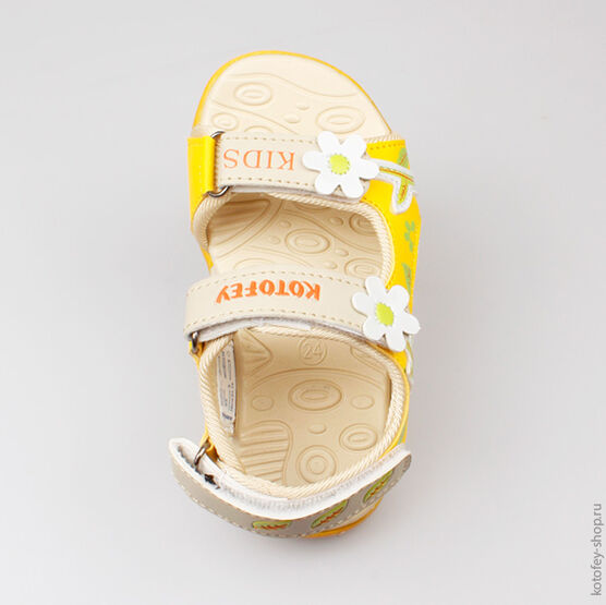 323040-13 Пляжная обувь для девочки беж-жел-сал фото №4
