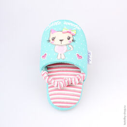 331010-11 Тапочки голубые для девочки голубой фото №4