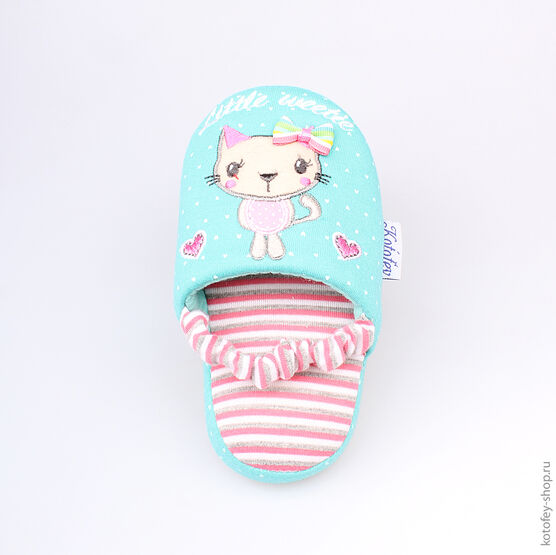 331010-11 Тапочки голубые для девочки голубой фото №4