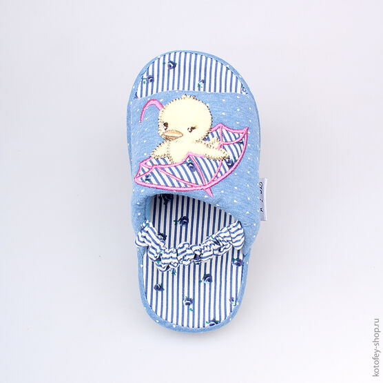 331012-11 Тапочки голубые для девочки голубой фото №4