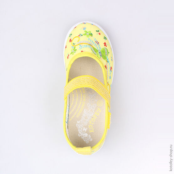 331038-13 Текстильная обувь для девочки желтый фото №4