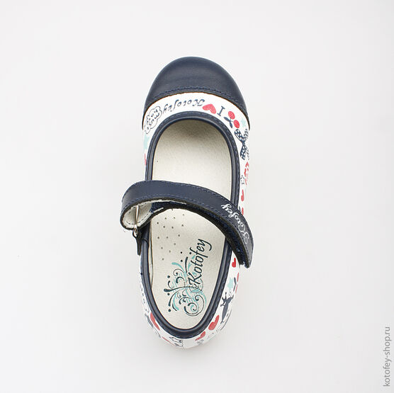 332061-22 Туфли для девочки бел-син фото №4