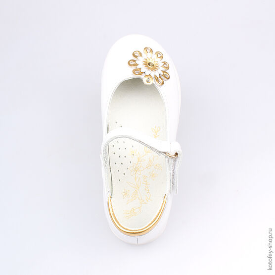 332070-21 Туфли для девочки бел-зол фото №4