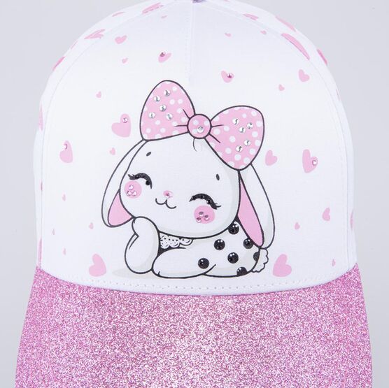 07809089-40 Кепка-бейсболка для девочки Зайка для девочки белый,розовый фото №5