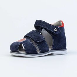 022121-23 Сандалии из натурального нубука для мальчика для мальчики син-кра