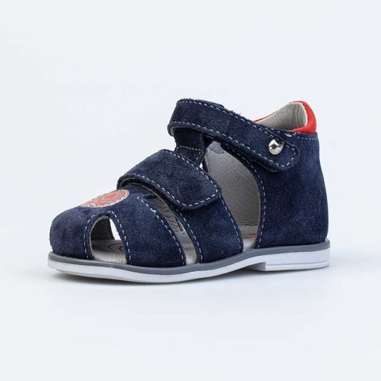 022121-23 Сандалии из натурального нубука для мальчика для мальчики син-кра