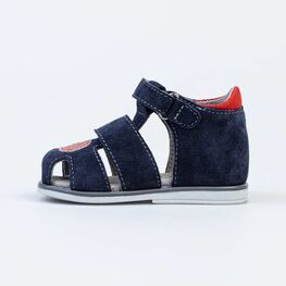 022121-23 Сандалии из натурального нубука для мальчика для мальчики син-кра фото №2
