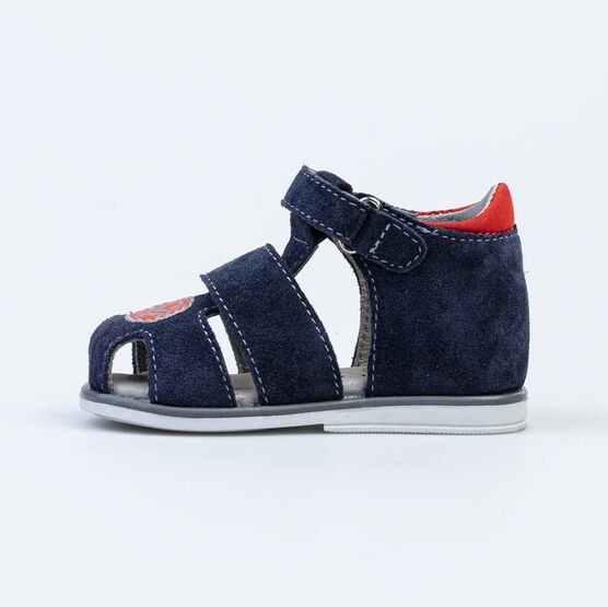 022121-23 Сандалии из натурального нубука для мальчика для мальчики син-кра фото №2
