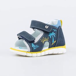 022139-21 Кожаные сандалии Первые шаги для мальчики синий