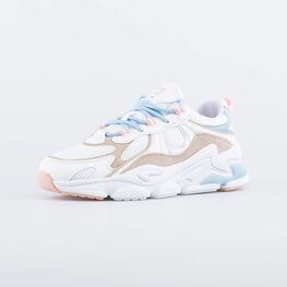 744199-11 Кроссовки со вставками из натуральной кожи на шнурках для девочки бел-беж