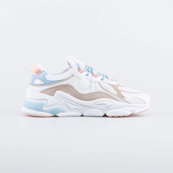 744199-11 Кроссовки со вставками из натуральной кожи на шнурках для девочки бел-беж фото №2