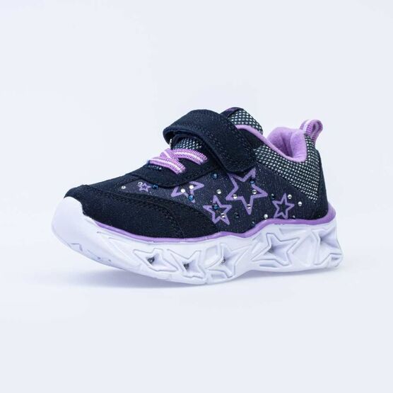 344277-72 Кроссовки с LED-подсветкой на подошве для девочки син-сир