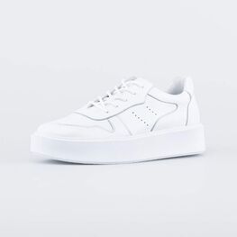 732367-22 Кожаные полуботинки с высокой подошвой для девочки белый