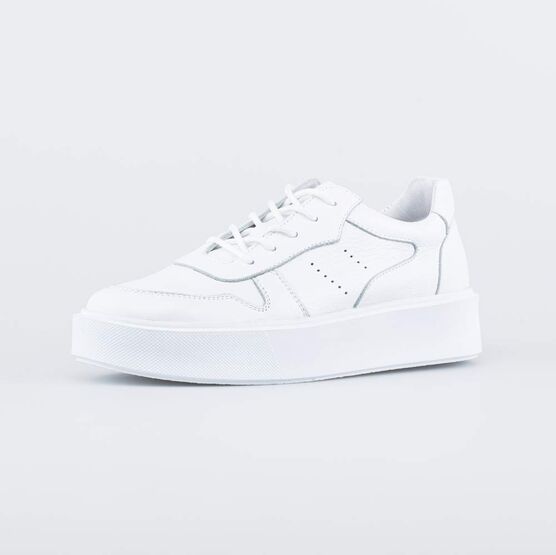 732367-22 Кожаные полуботинки с высокой подошвой для девочки белый