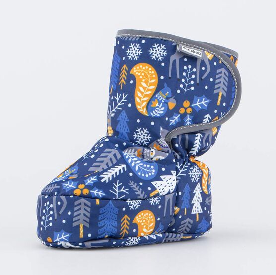 001118-43 Теплые меховые пинетки Зимний лес для мальчики синий