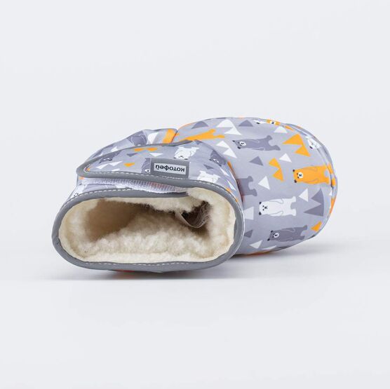 001118-44 Теплые меховые пинетки Три медведя для мальчики серый фото №4