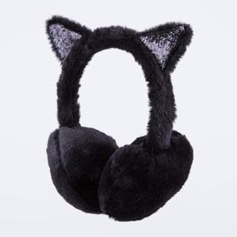 07811938-41 Теплые наушники с ушками Черный для девочки черный фото №2