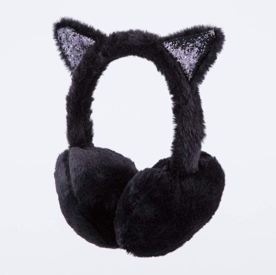 07811938-41 Теплые наушники с ушками Черный для девочки черный фото №2