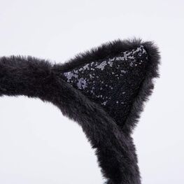 07811938-41 Теплые наушники с ушками Черный для девочки черный фото №3