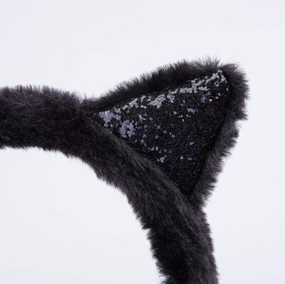 07811938-41 Теплые наушники с ушками Черный для девочки черный фото №3