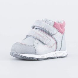 052152-21 Кожаные ботинки на липучках для девочки серебристый