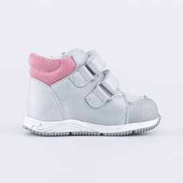 052152-21 Кожаные ботинки на липучках для девочки серебристый фото №2