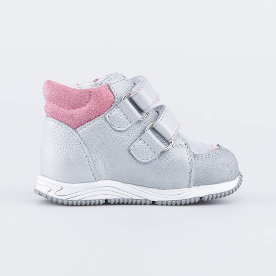 052152-21 Кожаные ботинки на липучках для девочки серебристый фото №2