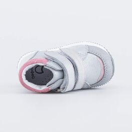 052152-21 Кожаные ботинки на липучках для девочки серебристый фото №4