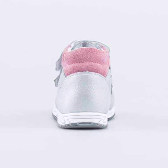 052152-21 Кожаные ботинки на липучках для девочки серебристый фото №5